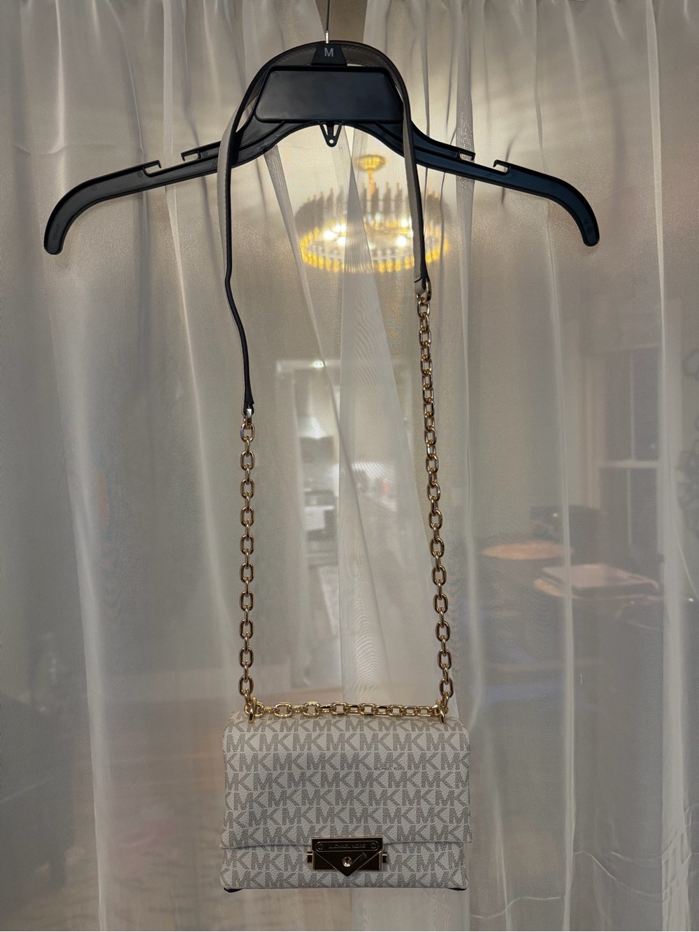 Michael Kors Cream Signature Chain Crossbody Bag